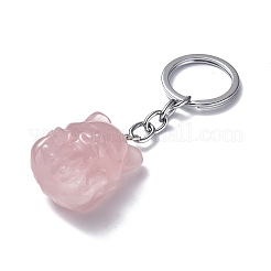 Natural Rose Quartz Keychains&nbsp;KEYC-P011-03P-10