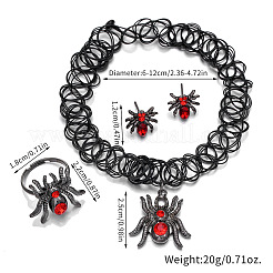 Halloween Spider Alloy & Rhinestone & Plastic Pendant Necklaces & Stud Earrings & Rings Sets&nbsp;FS-WGEFA74-01
