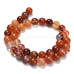 Grade A Natural Red Hematoid Quartz/Ferruginous Quartz Beads Strands&nbsp;G-L642-B10-10mm