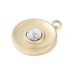 Synthetic Howlite Flat Round Charms&nbsp;STAS-L022-415G-01