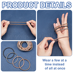 16Pcs 4 Colors Steel Wire Round Snake Chain Stretch Bracelets Set&nbsp;BJEW-BC0001-23