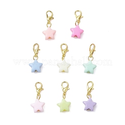 Opaque Acrylic Star Pendant Decorations&nbsp;HJEW-JM04014-01