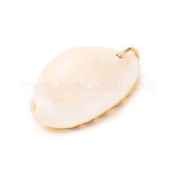Printed Natural Cowrie Shell Pendants&nbsp;STAS-Z168-03G-01