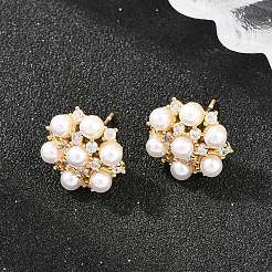 Brass Micro Pave Cubic Zirconia Stud Earrings&nbsp;EJEW-G471-43G