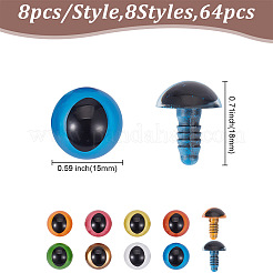 64Pcs 8 Colors Craft Resin Doll Eyes&nbsp;DOLL-GO0001-03