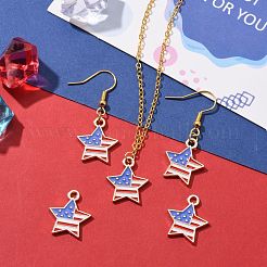 50Pcs Independence Day Light Gold Plated Alloy Enamel Pendants&nbsp;ENAM-LS0001-08LG