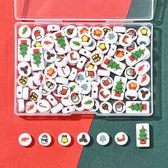 112Pcs 14 Styles Christmas Printed Opaque Acrylic Beads&nbsp;OACR-FS0002-69
