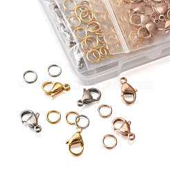 PVD Vacuum Plating 304 Stainless Steel Lobster Claw Clasps and 304 Stainless Steel Jump Rings&nbsp;STAS-YS0001-06