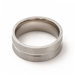 Non-Tarnish 201 Stainless Steel Grooved Finger Ring Settings&nbsp;STAS-P323-08P
