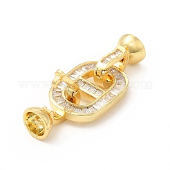 Rack Plating Brass Pave Clear Cubic Zirconia Fold Over Clasps&nbsp;KK-G458-04G