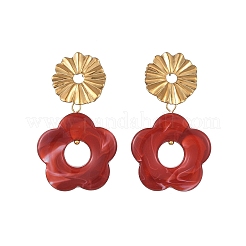 Acrylic & 304 Stainless Steel Stud Dangle Earrings&nbsp;EJEW-JE07447-02