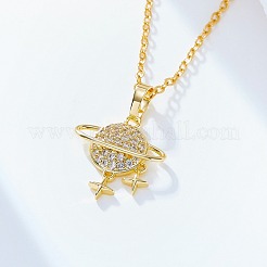 Planet Brass Micro Pave Clear Cubic Zirconia Pendant Necklaces&nbsp;FS-WGFD3F3-01