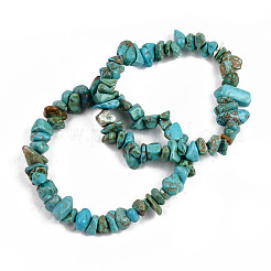 Unisex Chip Synthetic Turquoise(Dyed) Beaded Stretch Bracelets&nbsp;BJEW-S143-05