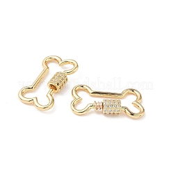 Brass Micro Pave Clear Cubic Zirconia Screw Carabiner Lock Charms&nbsp;KK-Z118-06G-03