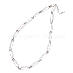 Round Acrylic Imitation Pearl Beaded Iron Safety Pin Link Chain Necklaces&nbsp;NJEW-JN05671