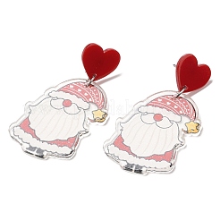 Christmas Acrylic Dangle Stud Earrings with 304 Stainless Steel Pin for Women&nbsp;LS-EJEW-D060-01B