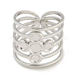 Non-Tarnish 304 Stainless Steel Cross Wide Open Cuff Ring Components&nbsp;RJEW-A043-06P