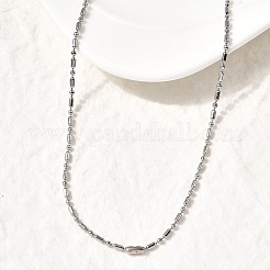 2MM 201 Stainless Steel Column Ball Chain Necklaces&nbsp;NJEW-C097-01P