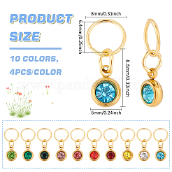 40Pcs 10 Color PVD Vacuum Plating Real 18K Gold Plated 201 Stainless Steel Rhinestone Charms&nbsp;PALLOY-AB00194