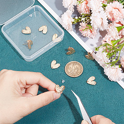 10Pcs Heart Brass Stud Earring Findings&nbsp;EJEW-BC0001-14