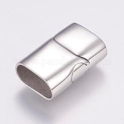 Tarnish Resistant Rectangle 304 Stainless Steel Magnetic Clasps with Glue-in Ends&nbsp;STAS-M195-11