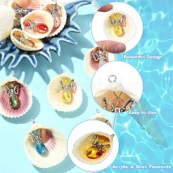 10Pcs 10 Colors Shell & Alloy Glass Angel Big Pendants&nbsp;PALLOY-CJ00051