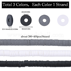 3 Strands 3 Colors Flat Round Handmade Polymer Clay Beads&nbsp;CLAY-SC0001-68A