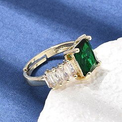 Brass Pave Cubic Zirconia Cuff Open Rings&nbsp;CU-CBA5C10-11G