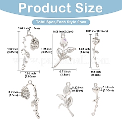 6Pcs 3 Styles Rack Plating Alloy Pendants&nbsp;FIND-YW0010-82