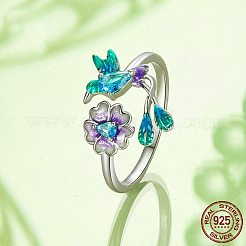 925 Sterling Silver Micro Pave Cubic Zirconia Open Cuff Rings for Women&nbsp;FS-WG3C533-01