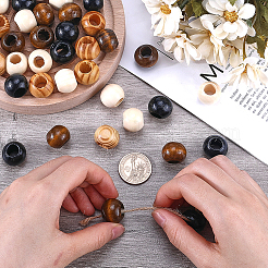 60Pcs 4 Colors Wood Large Hole Beads&nbsp;WOOD-GF0002-18