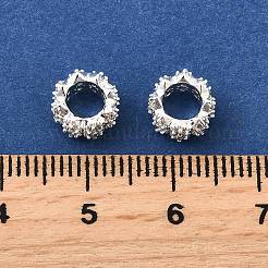 Wave Brass Micro Pave Cubic Zirconia European Beads&nbsp;KK-K300-07A-S