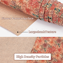 Flower Pattern Cork Wood Craft Fabric&nbsp;DIY-WH0387-03