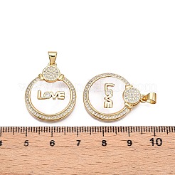 Brass Micro Pave Clear Cubic Zirconia Pendants&nbsp;KK-N254-187G