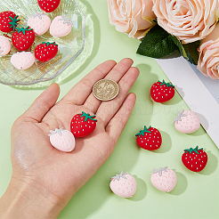 16Pcs 2 Colors Strawberry Food Grade Eco-Friendly Silicone Focal Beads&nbsp;SIL-DC0001-46