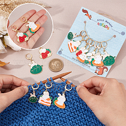 Rabbit Theme Alloy Enamel Locking Stitch Markers&nbsp;HJEW-PH01756