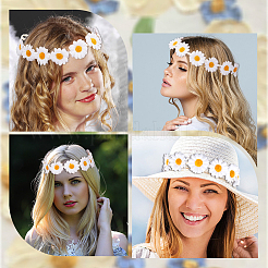 2Pcs Cloth Small Sunflowe Wreath Headband&nbsp;OHAR-CP0001-20B