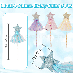 12Pcs 4 Colors Polyester Sequin Star Fairy Wand&nbsp;DIY-CP0011-94A