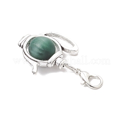 Kettle Tibetan Style Alloy & Resin Imitation Cat Eye Pendant Decorations&nbsp;HJEW-JM03720