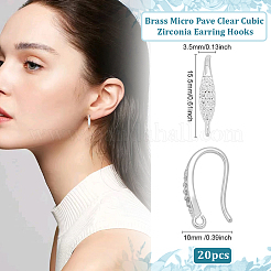 20Pcs Brass Micro Pave Clear Cubic Zirconia Earring Hooks&nbsp;KK-ME0002-54