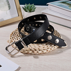 Black PU Imitation Leather Chain Belts&nbsp;AJEW-WH20070-318B