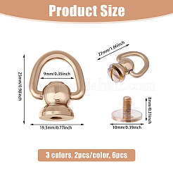 6Pcs 3 Colors Brass Ball Studs Rivets&nbsp;KK-CA0003-67