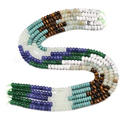 Natural Flower Amazonite & Dyed White Jade & Tiger Eye & Howlite & Quartz Crystal & Synthetic Turquoise Beads Strands&nbsp;G-Z135-C06