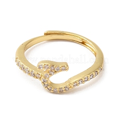 Rack Plating Brass Cubic Zirconia Arabic Letters Adjustable Rings for Women&nbsp;RJEW-S407-10G-13