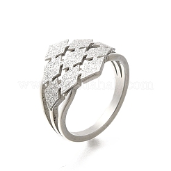 Textured Rhombus 304 Stainless Steel Finger Ring for Women&nbsp;RJEW-L126-06B-P