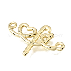 Brass Heart with Letter Fe Links Connector Charms&nbsp;KK-C263-27A-G