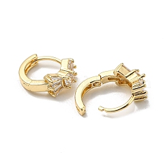 Brass with Clear Cubic Zirconia Hoop Earrings&nbsp;EJEW-B035-21KCG