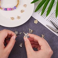 10Pcs 10 Style Rack Plating Brass Cubic Zirconia Charms&nbsp;ZIRC-SZ0002-25