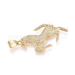 Brass Micro Pave Clear Cubic Zirconia Pendants&nbsp;KK-T080-03G