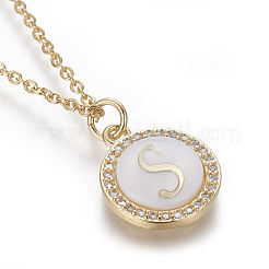 Brass Initial Pendant Necklaces&nbsp;NJEW-I230-24G-S